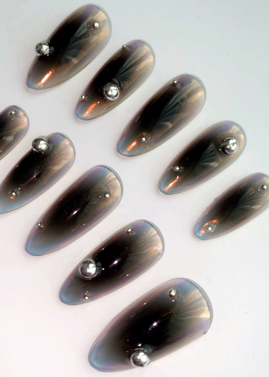 Black Aura Gradient Square Press On Nails